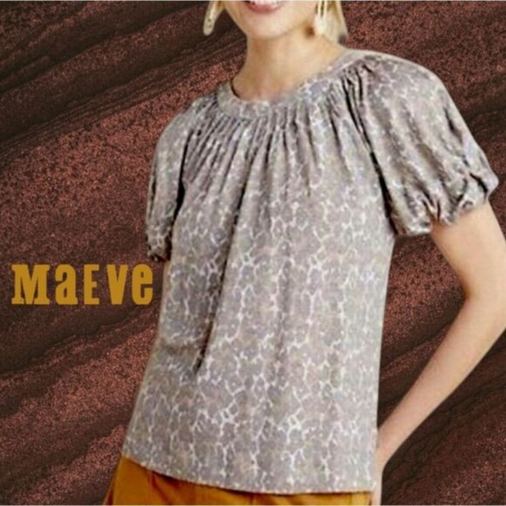 Anthropologie Maeve Blouse in Brown and Cream